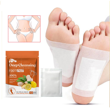 Almofadas para os Pés de Gengibre e Bambu Natural – Limpeza Profunda para Cuidados com os Pés, Melhoria do Sono, Desintoxicação e Modelagem Corporal